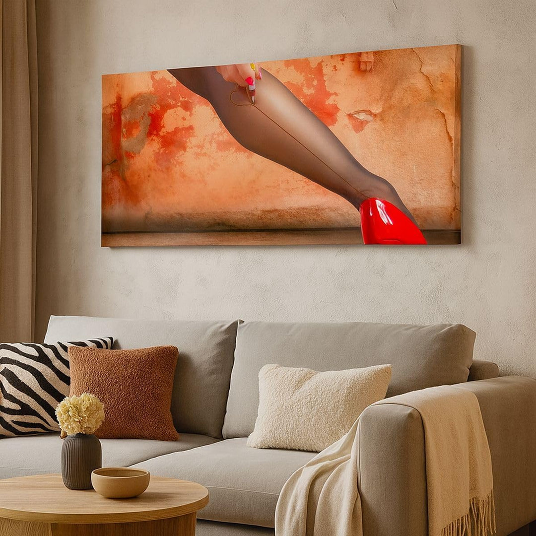Wandbilder Dekoration Wohnzimmer Bein Strumpf Mode Ferse Panorama Bilder auf Leinwand 120x50cm Leinw