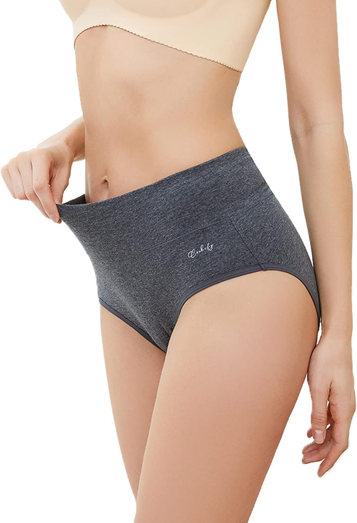 anqier Unterhosen Damen, 5er Pack Stretch Baumwolle Hohe Taille Slips Damen Atmungsaktiv Panties Wei