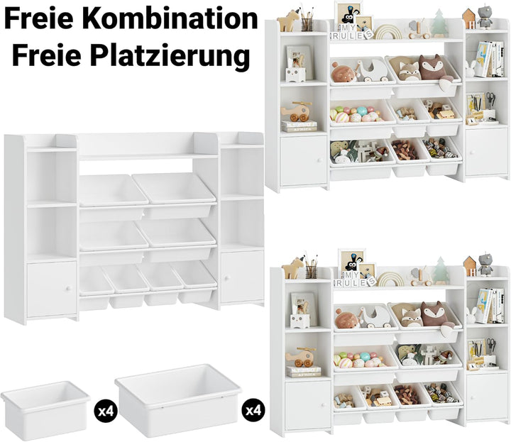 FOREHILL Kinderregal mit 8 Boxen Kinderschrank Holz Bücherregal für Kinder Aufbewahrungsbox Kinderzi