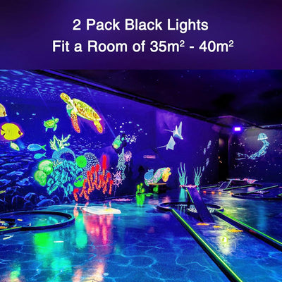 Onforu 2er 20W LED Schwarzlicht Strahler, IP66 Wasserdicht Schwarzlichtlampe, UV Fluter mit Stecker,