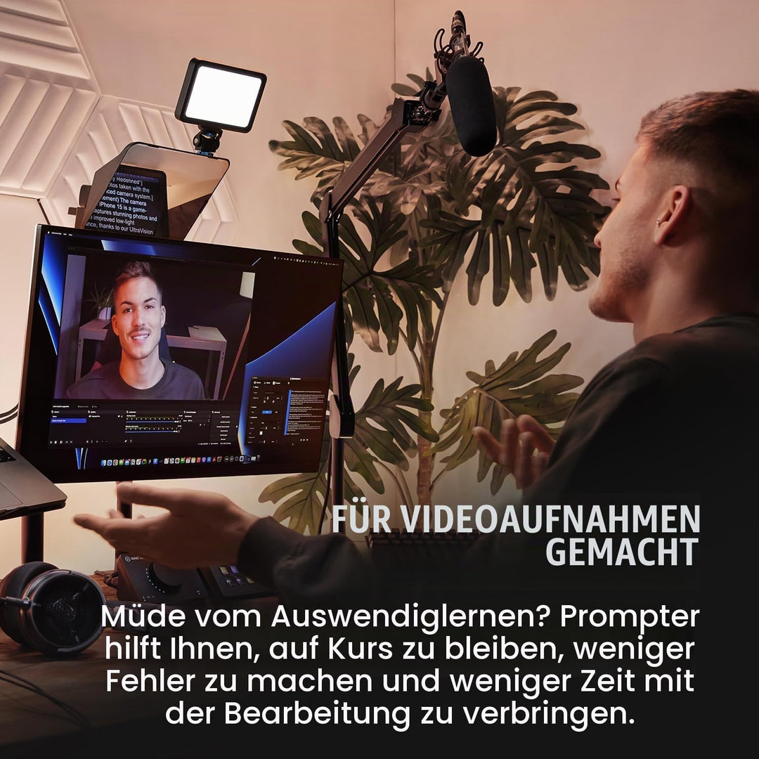 Elgato Prompter/Schwenkhalterung-Bundle – Premium-Teleprompter + Low Profile Arm, kompatibel: DSLR,