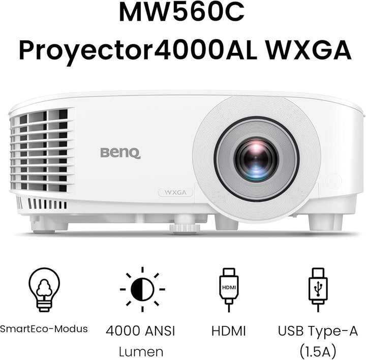 BenQ WXGA-Business-Beamer (MW560C) – DLP – 4.000 Lumen Starke Helligkeit – 20.000:1 hohes Kontrastve