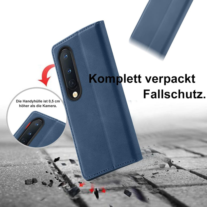 Handyhülle für Samsung Galaxy Z Fold 4 Hülle mit Schutzfolie, Standfunktion Kartenfach Wallet Premiu