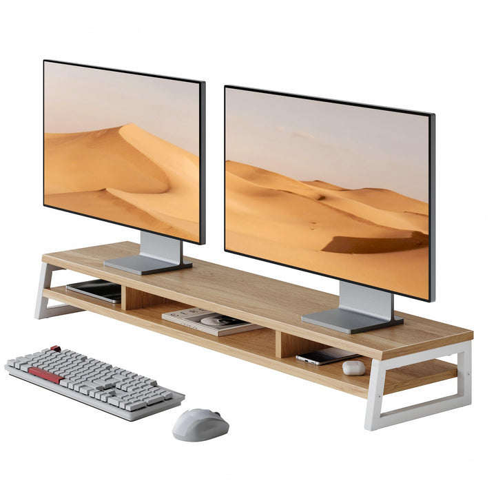 Fenge Dual Monitorständer Riser 108cm Grosse Computer Bildschirmständer für PC/Laptop/Fax/Drucker/TV