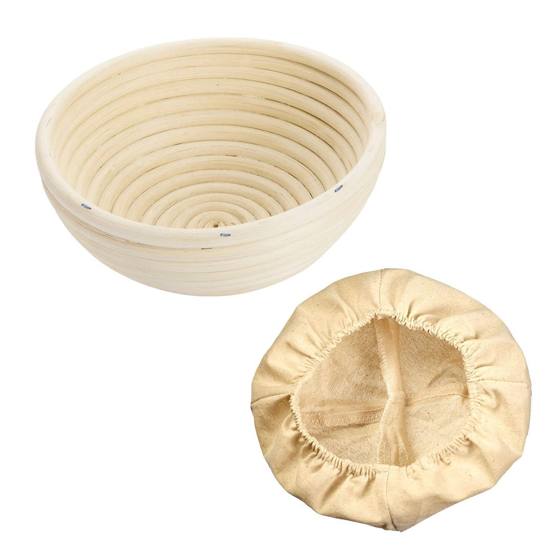 Westmark Gärköbchen-Set, 2tlg., Gärkörbchen rund + Bezug, Peddigrohr/Baumwolle, Hellbeige/Beige, 320