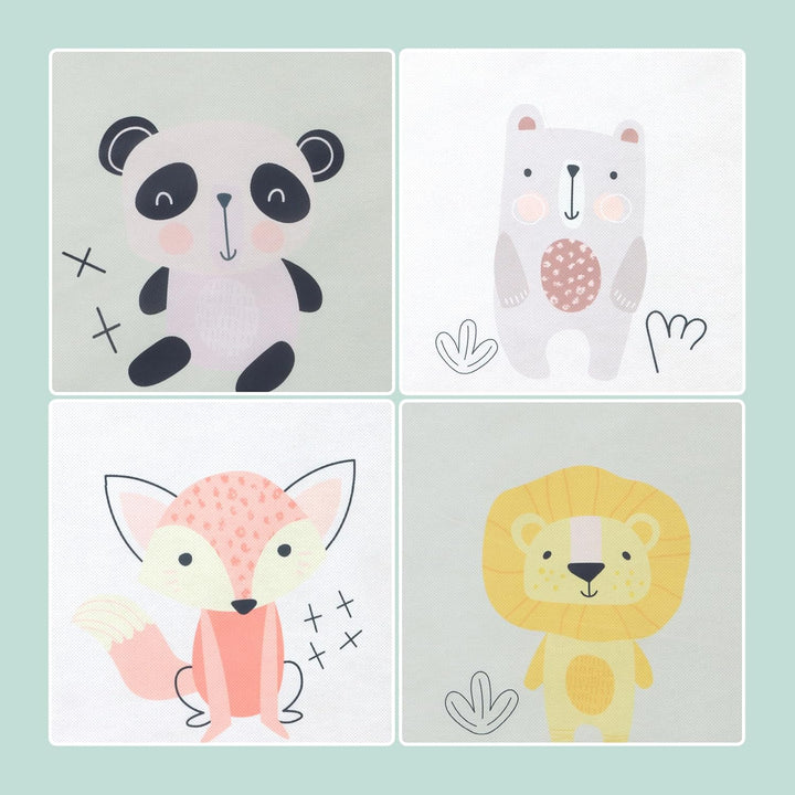 Relaxdays 4er Set, Kinder Aufbewahrungsboxen, süsse Tier-Motive, Faltbox für Würfelregale, HBT: 30x3