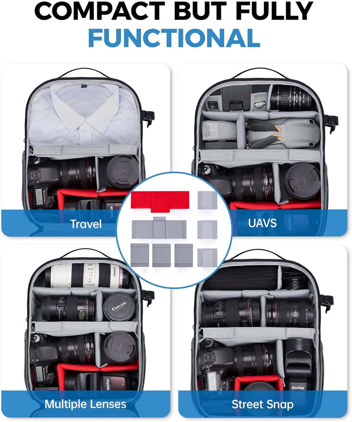 bagsmart Kamerarucksack Spiegelreflex Kameratasche für Fotografen, Wasserdichter Fotografie Reiseruc
