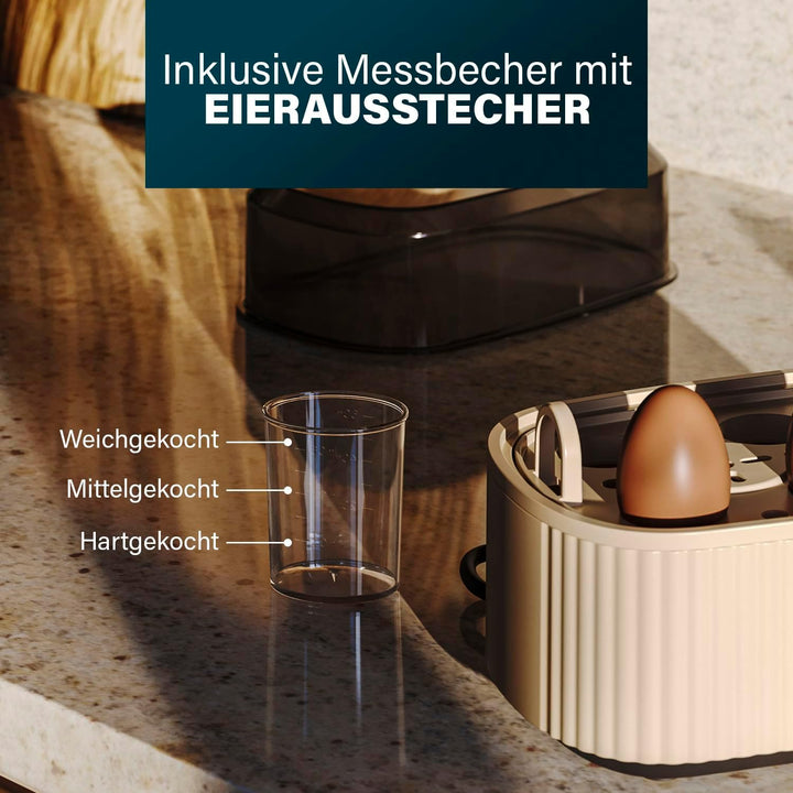 Princess Eierkocher, 6 Eier Kapazität, 300W, Messbecher für Weich/Mittel/Hart, Abschaltautomatik, BP
