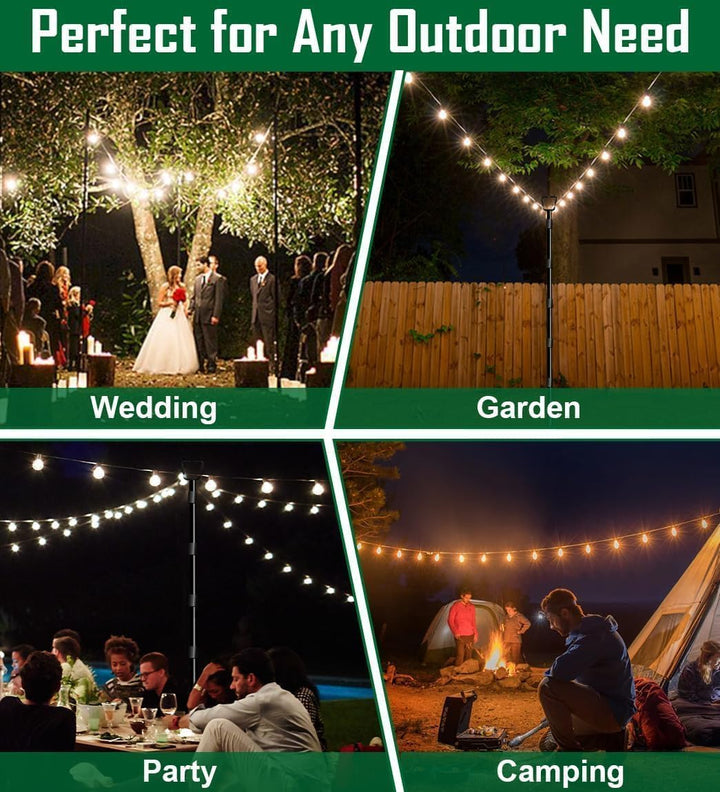 HoldOneLight String Light Pole für Deck 10Ft/3M Outdoor String Light Poles - Verstellbare Höhe, rost