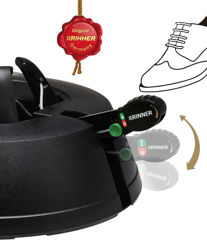 KRINNER Recycling Weihnachtsbaum Christbaumständer Green Line M Schwarz 36cm inkl. Fusspedal-und Ein