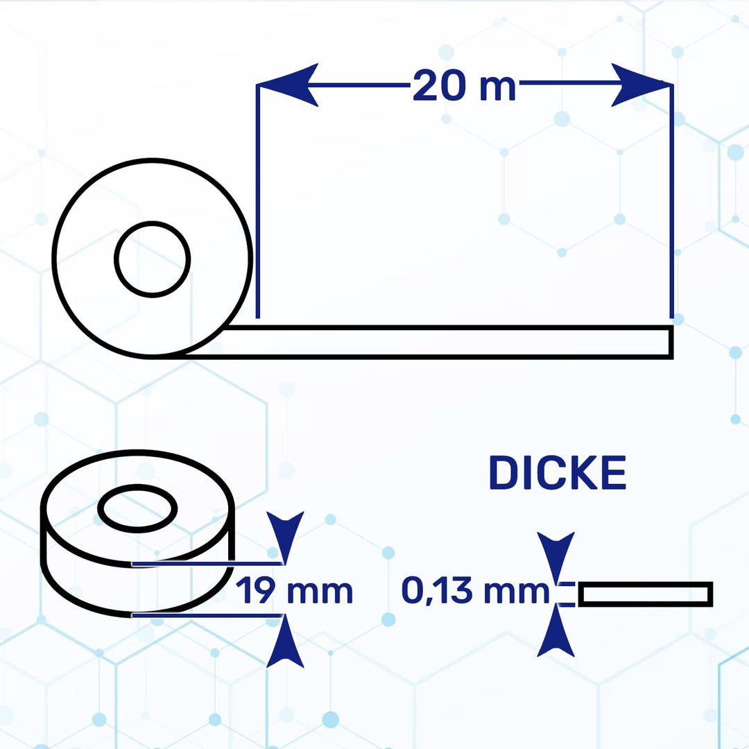 MONTERAL 6 Stück Elektro Isolierband Rot 19 mm x 20 m Dicke 0,13 mm - Isolierband Wasserdicht für Pr