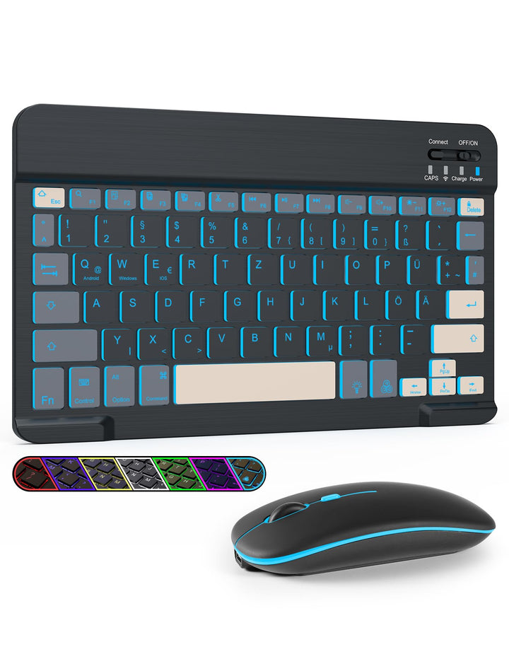 LAMA Kabellose Bluetooth Tastatur &amp; Maus, wiederaufladbare Universal Tablet Tastatur, kompatible mit
