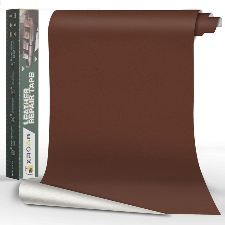 Kunstleder Selbstklebend, 60x200 cm Dunkelbraun Glatt Leder Reparatur Patch, Lederflicken Selbstkleb