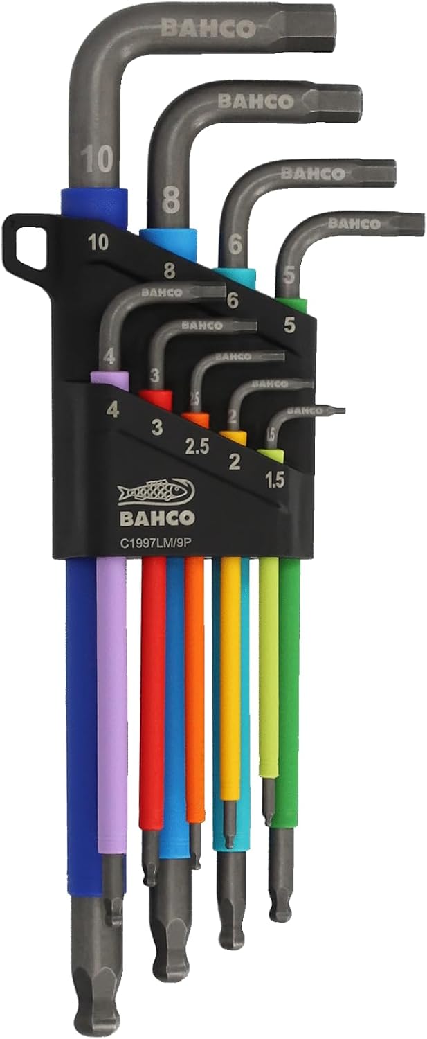 Bahco metrisch Innensechskant-Schlüssel, Satz 9-teilig 1.5 → 10mm L-Form lang