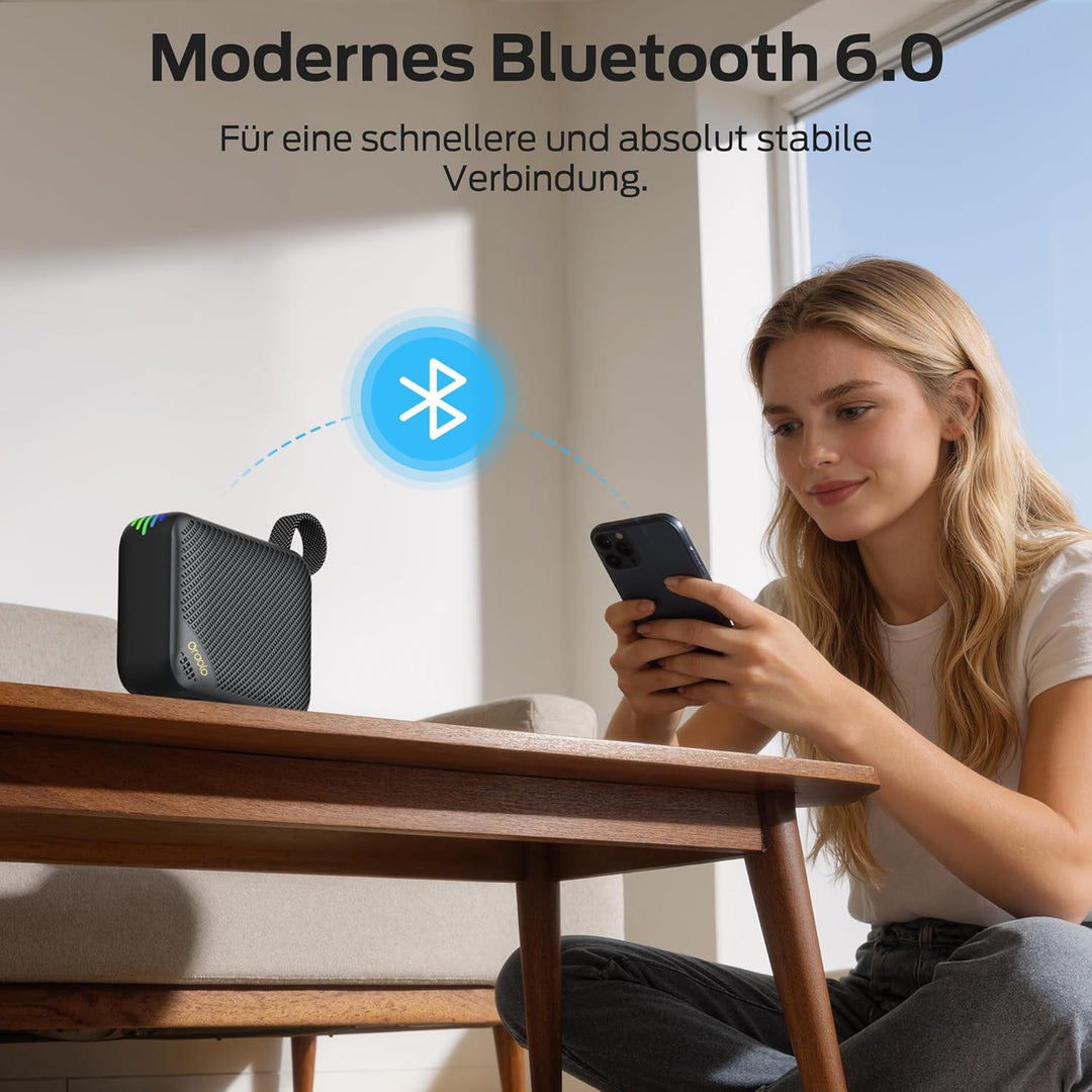 oraolo Tragbare Bluetooth Lautsprecher, Mini Bluetooth Lautsprecher, 20H Laufzeit, Bluetooth 6.0, IP