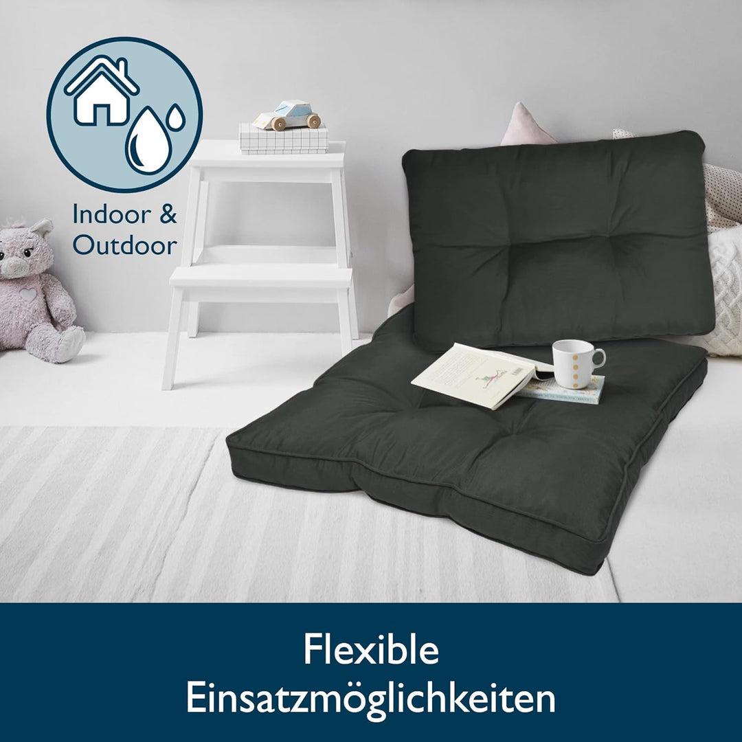 Beautissu Lounge Outdoor Rückenkissen 50x40x12 cm – Wetterfest & Pflegeleicht Gartenkissen Schmutzab