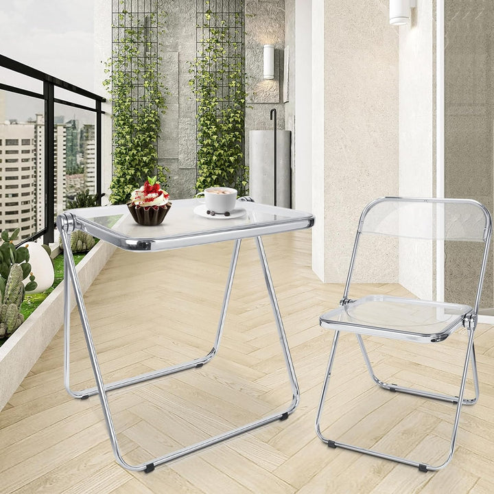 Klapptisch aus Acryl, transparent, keine Montage erforderlich, kleiner Schreibtisch für Zuhause, Bei