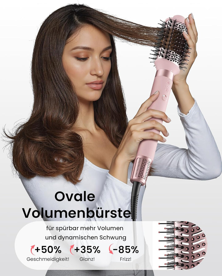 MESCOMB 6-in-1 Airstyler, Hairstyler mit Auto-Wrap Lockenstab &amp; Föhnbürste Rosa Perlato, Rosa Perlat