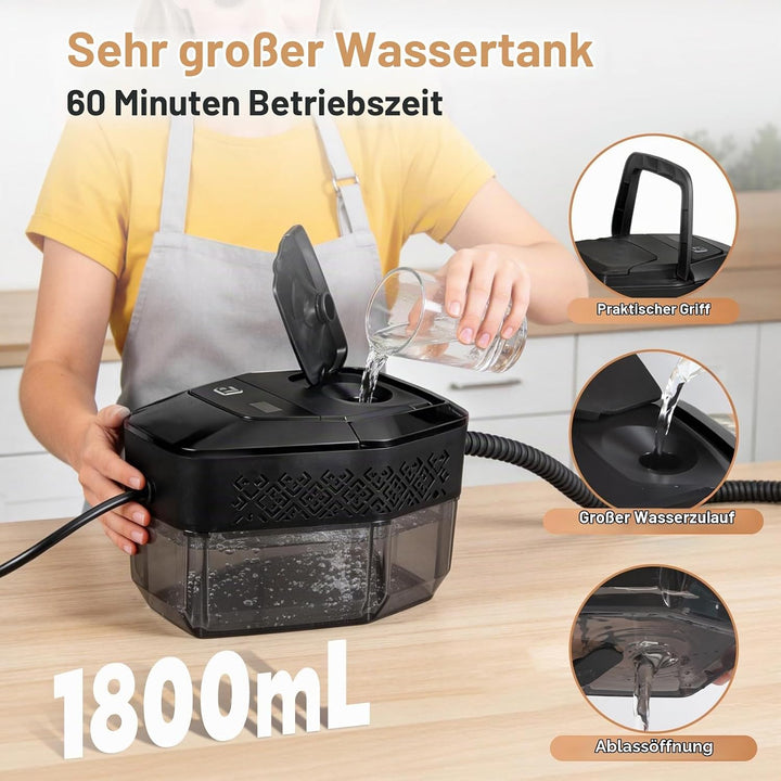 Dampfreiniger, Dampfreiniger handgerät, 1500 W, Handdampfreiniger, schnelles Aufheizen in 15 Sekunde