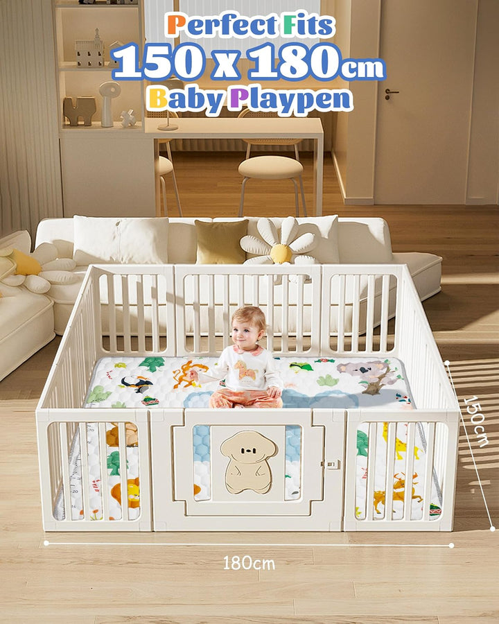 Krabbelteppich für Baby, Rutschfeste Baby Spielmatte Schadstofffrei 180x150cm, Baumwolle Tier Krabbe