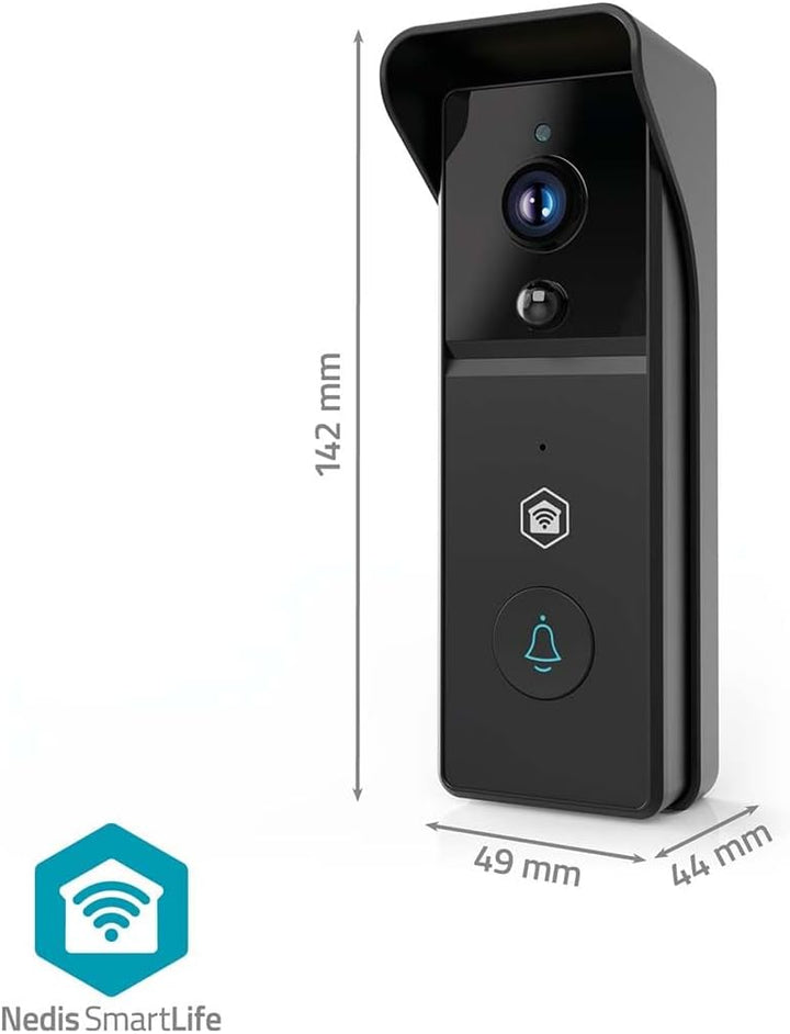 Nedis WIFICDP21BK – WLAN Video Türklingel – 3 MP 1296 p – 100° Weitwinkel – Infrarot Nachtsicht – Zw
