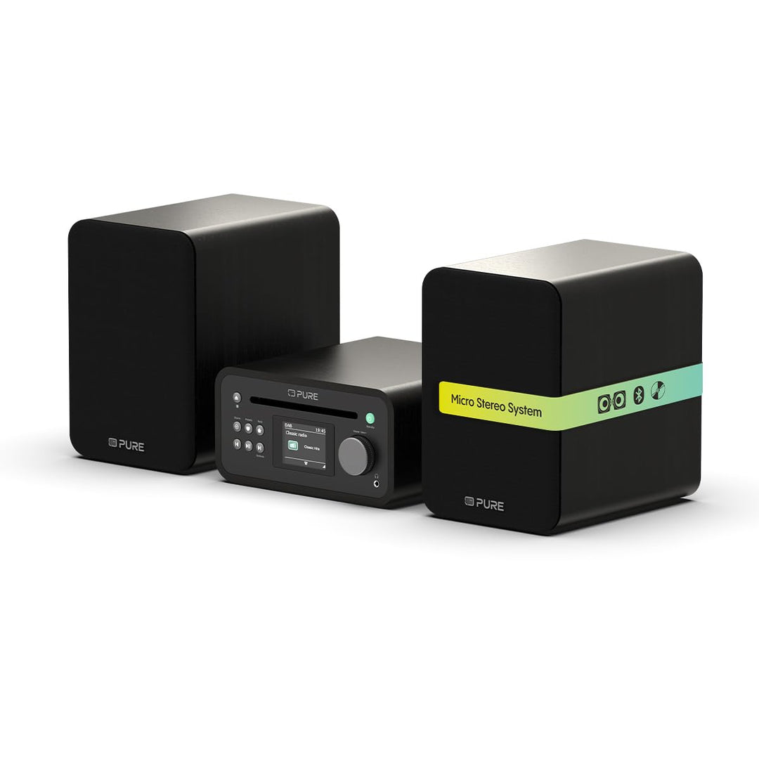 Pure Classic Stereo Mini Mikro HiFi Anlage mit CD-Player DAB+ Radio Bluetooth 5.3 USB AUX Kopfhörera