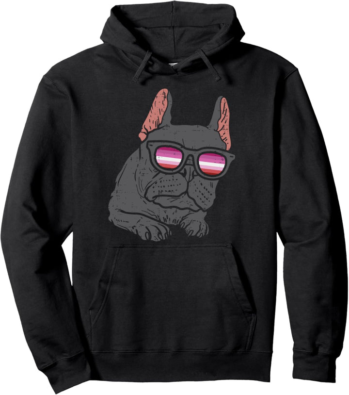 French Bulldog Frenchie Dog LGBT Lesbian Flag Gay Pride Pullover Hoodie