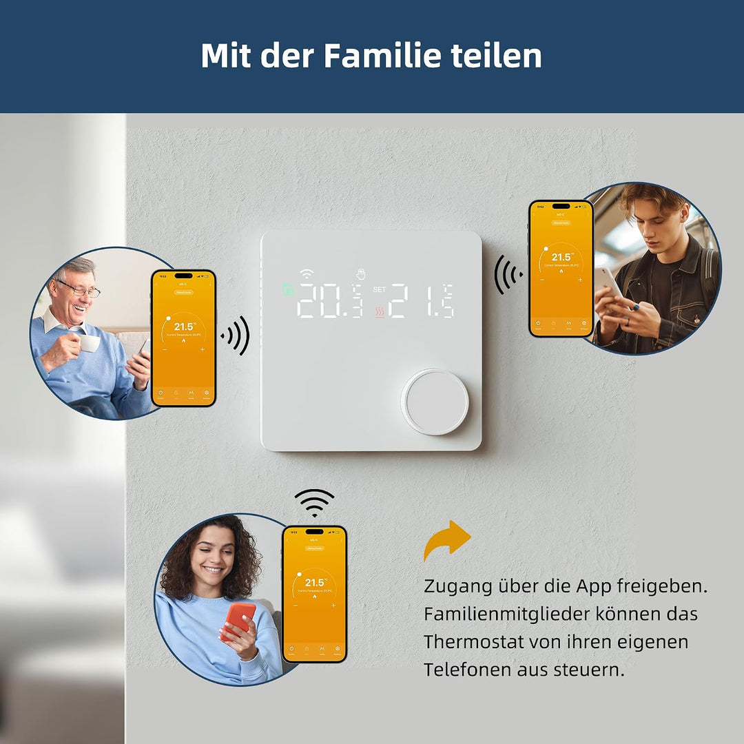 Beok Fussbodenheizung Thermostat Digital, WiFi Wasser Fussbodenheizung Smart Raumthermostat Tagespro