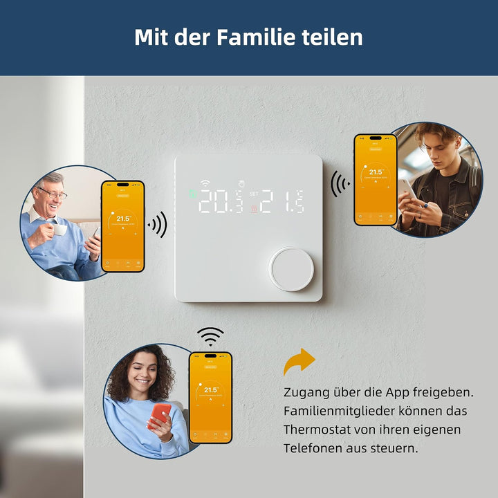 Beok Fussbodenheizung Thermostat Digital, WiFi Wasser Fussbodenheizung Smart Raumthermostat Tagespro