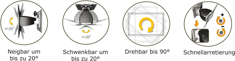 Tronje AR011 bewegliche TV Wandhalterung - 13-27 Zoll Monitor Bildschirm Fernseher Halterung - VESA