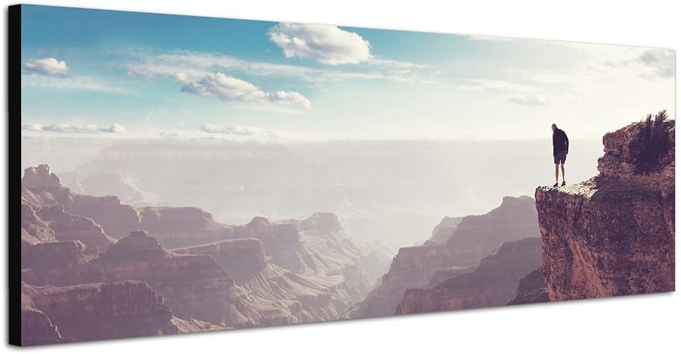 Paul Sinus Art Bilder Wand Bild - Kunstdruck 150x50cm Grand Canyon Felsen Schlucht Mensch Himmel