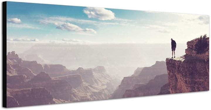 Paul Sinus Art Bilder Wand Bild - Kunstdruck 150x50cm Grand Canyon Felsen Schlucht Mensch Himmel
