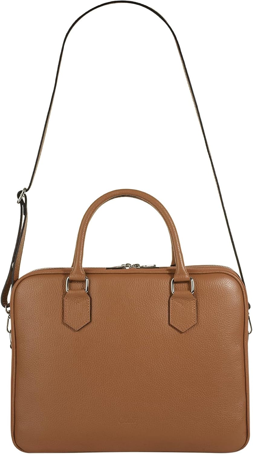 Cluty Aktentasche echt Leder Damen - 021833 Cognac, Cognac