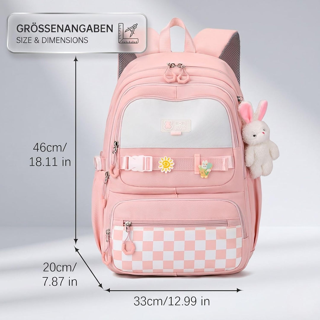 JANSBEN Schulrucksack Mädchen Teenager Aesthetic Rucksack Schule Reissfestes Daypack mit Anti-Diebst