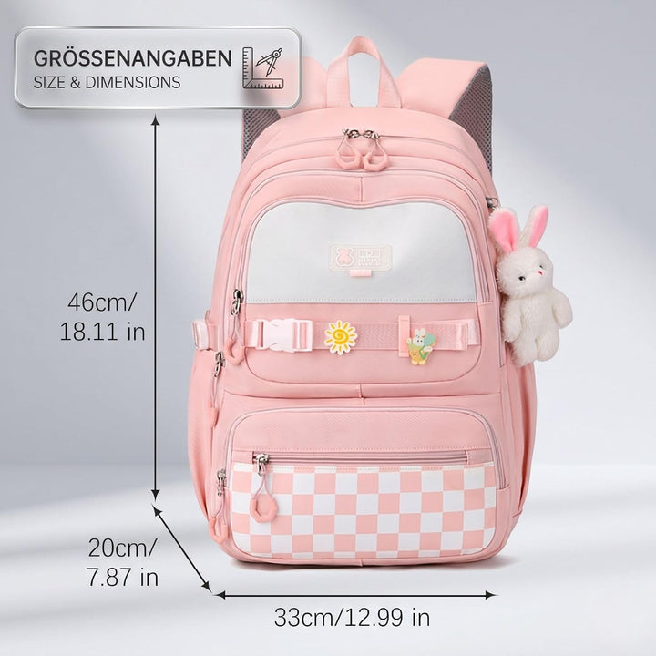 JANSBEN Schulrucksack Mädchen Teenager Aesthetic Rucksack Schule Reissfestes Daypack mit Anti-Diebst