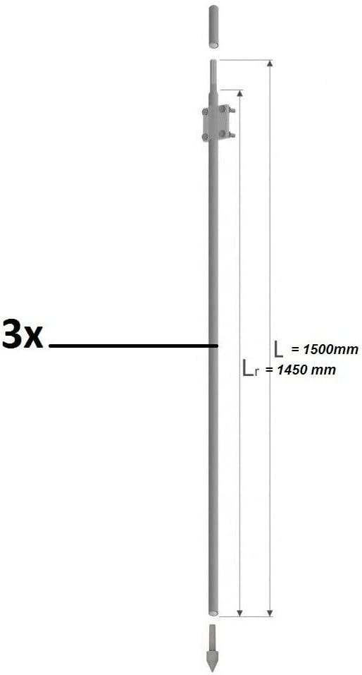 Tiefenerder Erder Erdung Staberder feuerverzinkt Ø20mm 1500mm 1,5m SET Längenauswahl (SET 4500mm 3x1