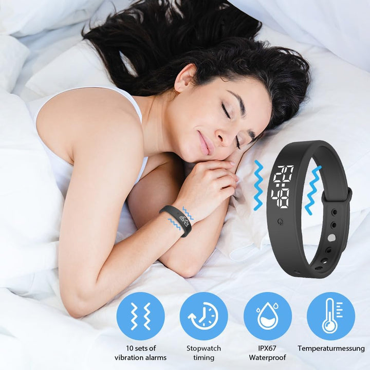 DASIAUTOEM Vibrationswecker Armband für Kinder & Erwachsene, Vibrationsalarm Erinnerung Uhr mit Time