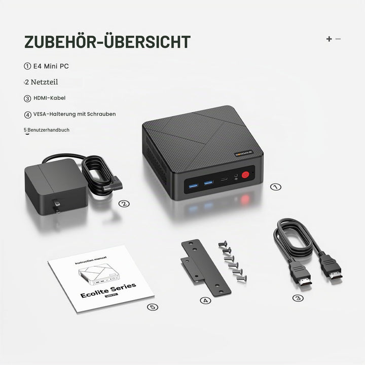 BOSGAME E4 Mini PC, AMD Ryzen 5 3550H (bis zu 3,7 GHz), 16 GB DDR4 RAM 512 GB NVMe SSD Mini Computer