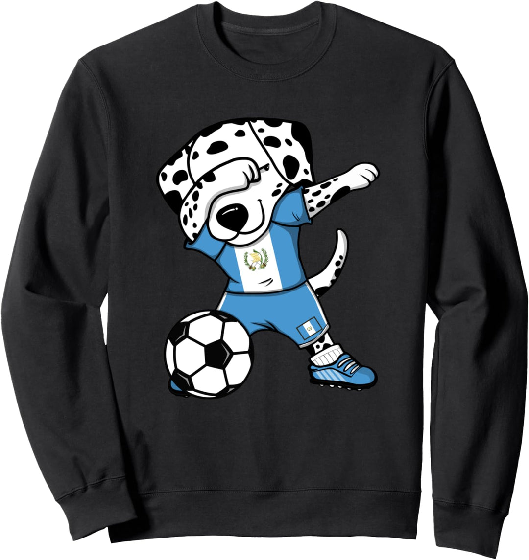 Dabbing Dalmatiner Guatemala Fussball Guatemaltekische Flagge Sweatshirt