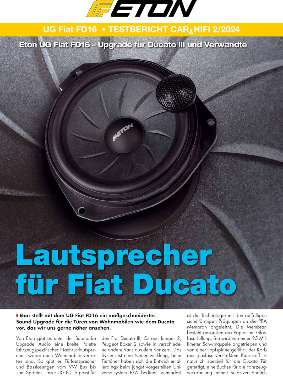 ETON UG FIAT FD16 – 16,5 cm (6,5“) Plug & Play Komponenten System, passgenaues Lautsprechersystem ko