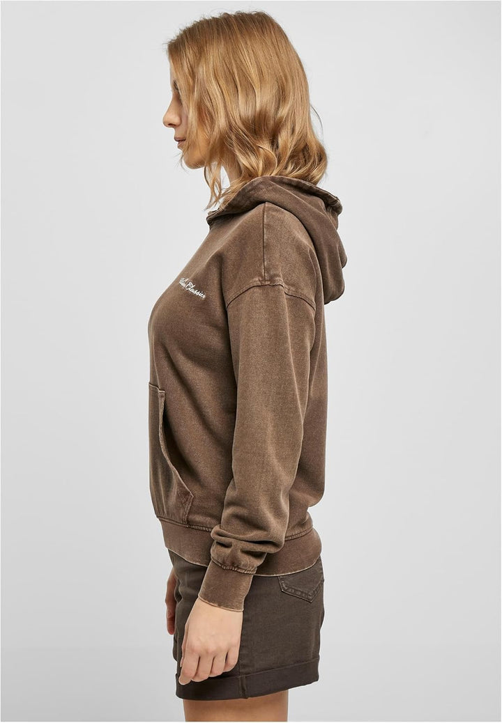 Urban Classics Damen Ladies Small Embroidery Terry Hoody S Brown, S Brown