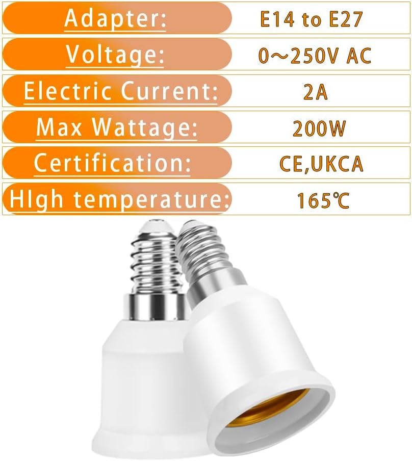 Yiahin E14 auf E27 Adapter Konverter – Lampensockel-Adapter für Glühbirnen, Leuchtmittel – Kompatibe