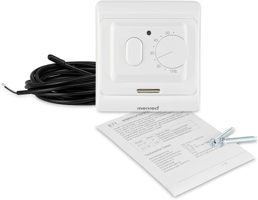 E71 analog Thermostat Unterputz Raumregler für elektrische Fussbodenheizung & NC-Stellantriebe einfa
