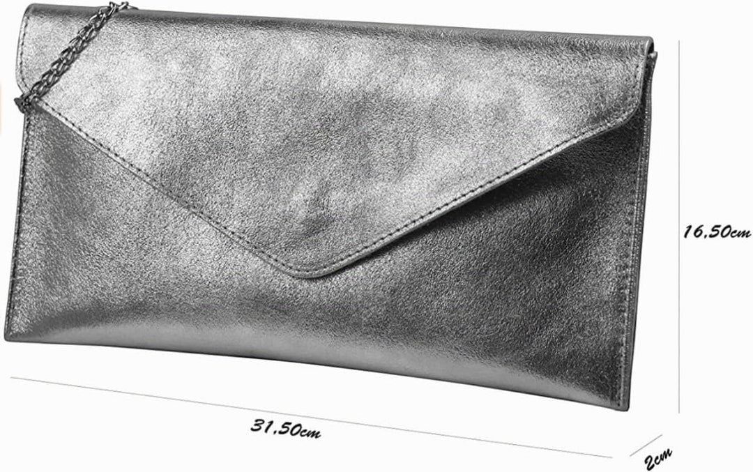 SH Leder Echtleder Clutch Umhängetasche kleine Tasche Abendtasche in Wildleder oder Metallic 31,5x16