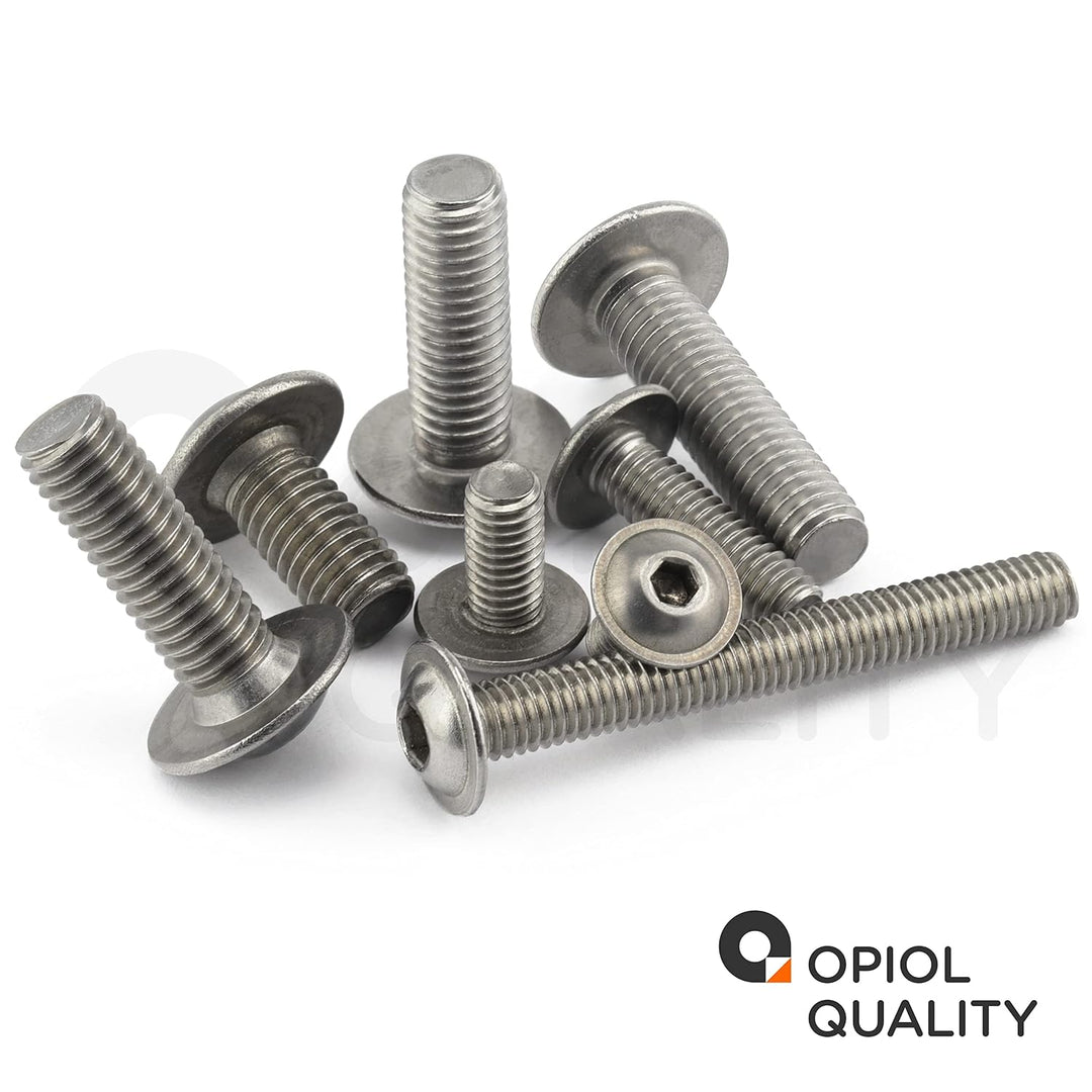 OPIOL QUALITY® Linsenkopfschrauben mit Flansch und Innensechskant ISO 7380 M8x80 mm aus Edelstahl A2