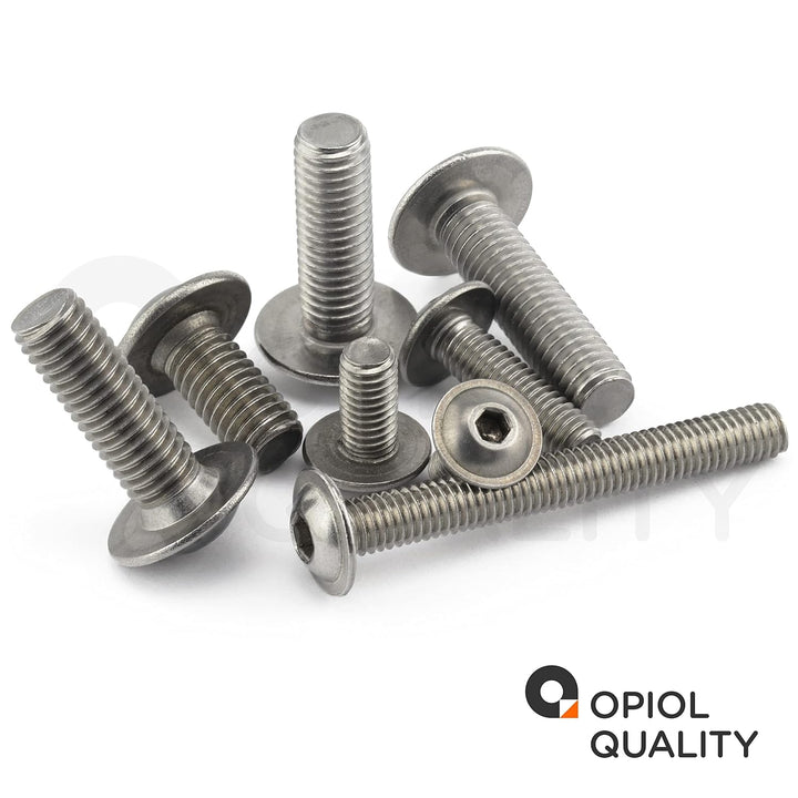 OPIOL QUALITY® Linsenkopfschrauben mit Flansch und Innensechskant ISO 7380 M8x80 mm aus Edelstahl A2