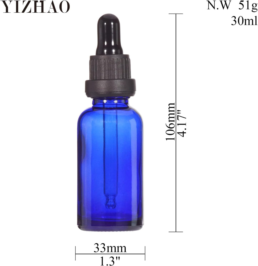 YIZHAO Pipettenflasche 30ml Blau, Apothekerflasche mit [Dropper Pipette Glas], Tinktur Flaschen für