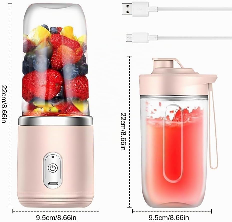 Smoothie Maker, 400ml Tragbarer Mixer Mini Blender mit 6-Klingen Edelstahl Klein Smoothie Maker to G