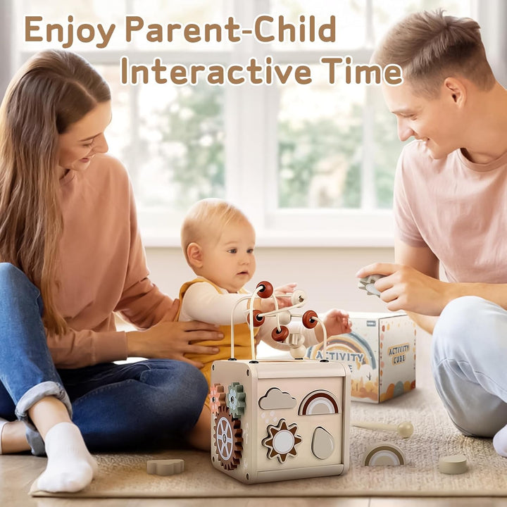 Vanplay Motorikwürfel Montessori Spielzeug Baby Motorikspielzeug ab 2 Jahr Activity Center Holzspiel