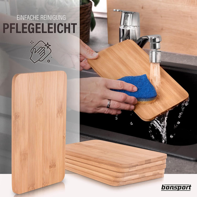 12er-Set Frühstücksbrettchen aus Bambus Holz - 22x14x0,8cm Holzbrettchen Set Brettchen Frühstücksbre